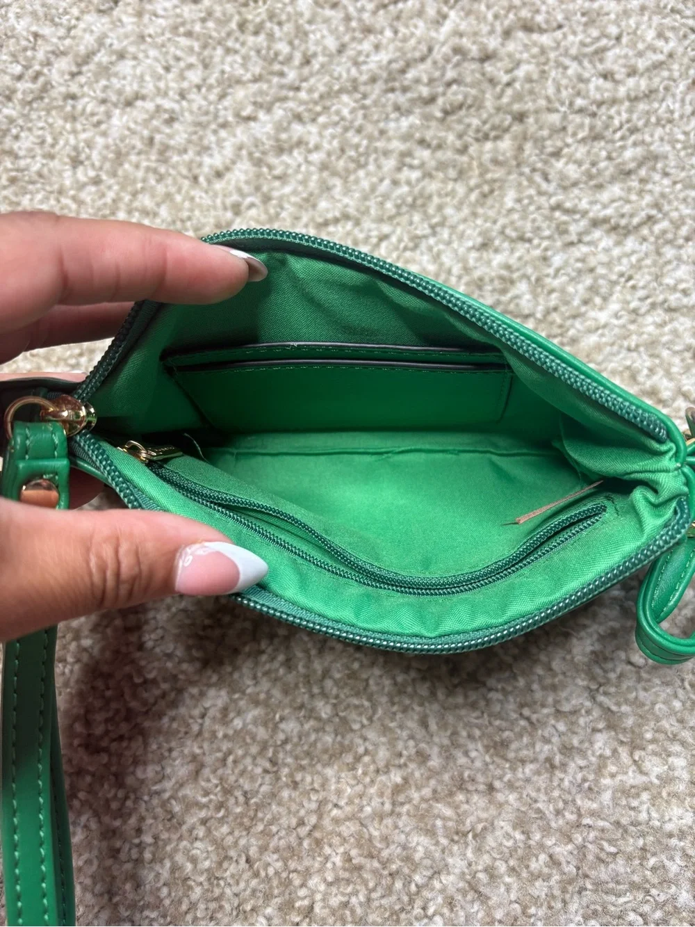 Montana West Green Leather Wristlet Clutch with Removable Strap